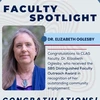 Faculty spotlight flyer with photo of Liz Oglesby